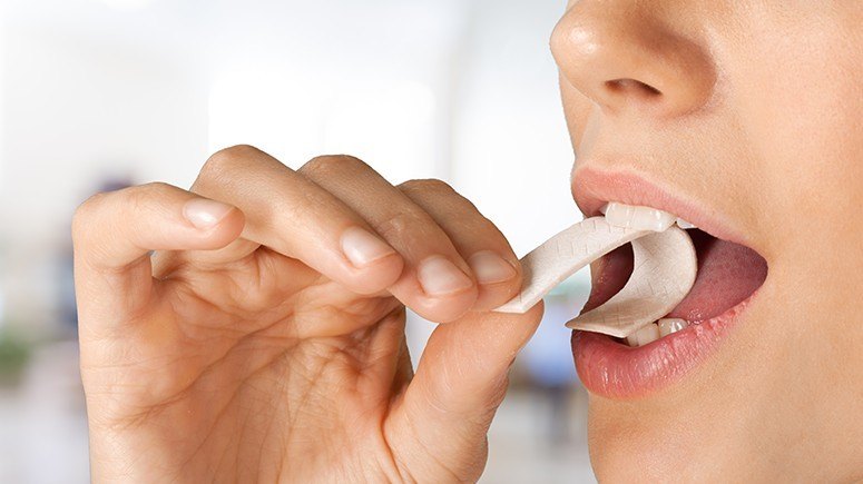 woman eating gum